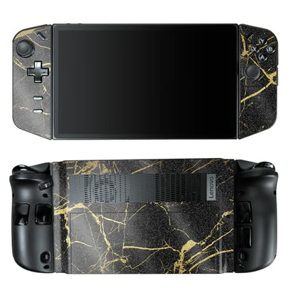 Glossy Glitter Gaming Skin Compatible with Lenovo Legion Go - Black Gold Marble - Premium 3M Vinyl Protective Wrap Decal Cover - Easy to Apply | Crafted in The USA by MightySkins - color: Black Gold Marble, style: Glossy Glitter Finish