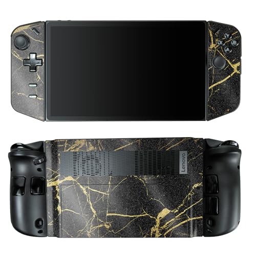 Glossy Glitter Gaming Skin Compatible with Lenovo Legion Go - Black Gold Marble - Premium 3M Vinyl Protective Wrap Decal Cover - Easy to Apply | Crafted in The USA by MightySkins - color: Black Gold Marble, style: Glossy Glitter Finish