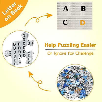 1000 Pieces Jigsaw Puzzle for Adults - Town with Poster, Fits Perfectly Between Them, Letters on the Back, Dust Free, Gift for Elderly (70 x 50 cm) - color: Town