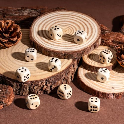 10PCS 16mm D6 Dice Set Wooden 6 Sided Dice for DND RPG Board Games | Leather Storage Bag, DM Gift, for Dungeons and Dragons Role Playing Games - color: D6-black P