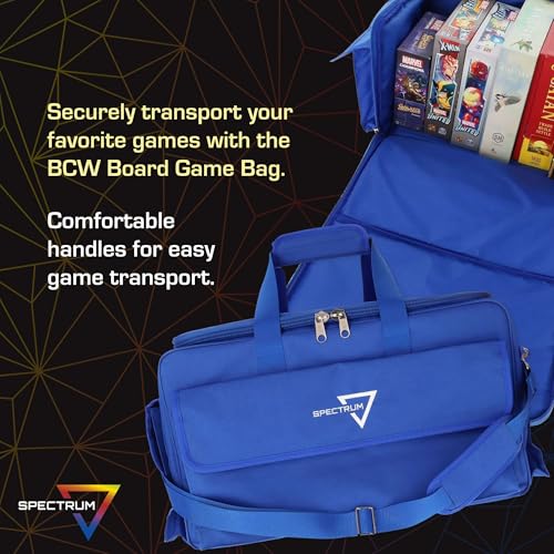 BCW Spectrum Board Game Bag | Durable Duffle for 6-8 Board Games | Expandable Pockets & Storage | Comfortable Removable Shoulder Strap | Easy Top & Side Access - color: Blue
