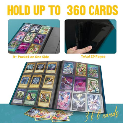 Card Binder 9-Pockets, Trading Card Binder, 20 Pages, 360 Card Capacity Collection Binder, Card Folder for MTG, TCG, Game Cards & Sports Cards (Malachite Blue) - color: Malachite Blue
