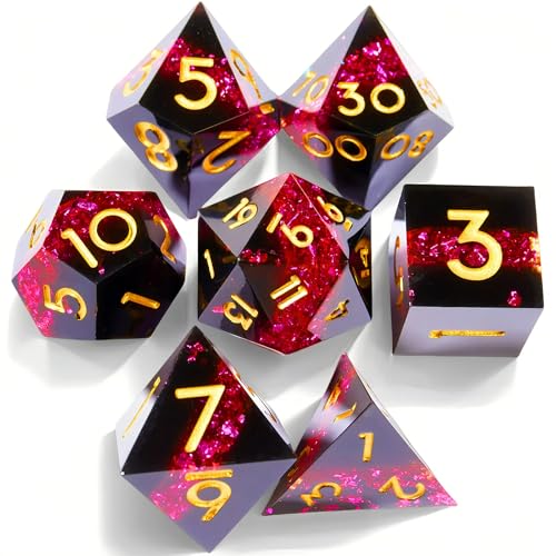 Dungeons and Dragons dice Set DND, polyhedral D&D Resin dice Set, Suitable for Role-Playing dice Game RPG Pathfinder DND dice Set - color: Ls-fine Sand Red