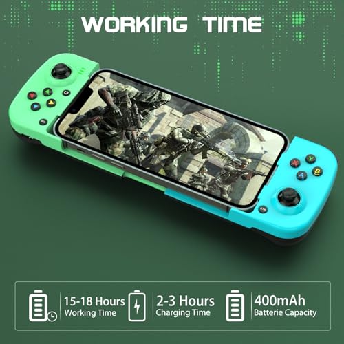Joso Phone Controller for iPhone/Android Support Phone Case, Mobile Gaming Controller with Ergonomic Design - Wireless Gamepad for Cloud Gaming & PS Remote Play - color: Green+Blue