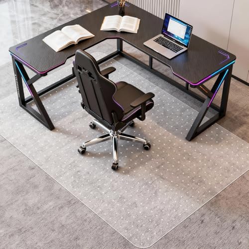 Vicwe Office Chair Mat for Carpeted Floors, 72"X46" Chair Mats with Studs | Large Carpet Protector Floor Mats for Low and No Pile Carpet, Easy Glide Computer Desk Chair Mat for Home & Office, Clear - color: Transparent, size: 72" x 46" (for low-pile carpe