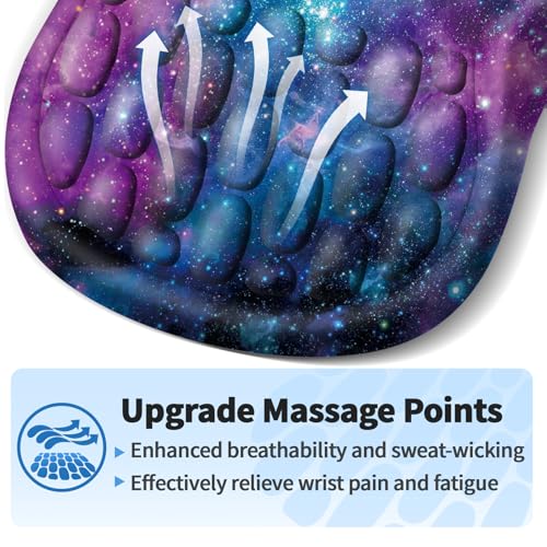 YIWEI Ergonomic Mouse Pad with Wrist Rest for Carpal Tunnel Pain Relief | Memory Foam Wrist Support,Non-Slip Rubber Base, Keyboard Computer Mousepad,Lycra Cloth Surface,Gaming Home Office - color: Starry Sky