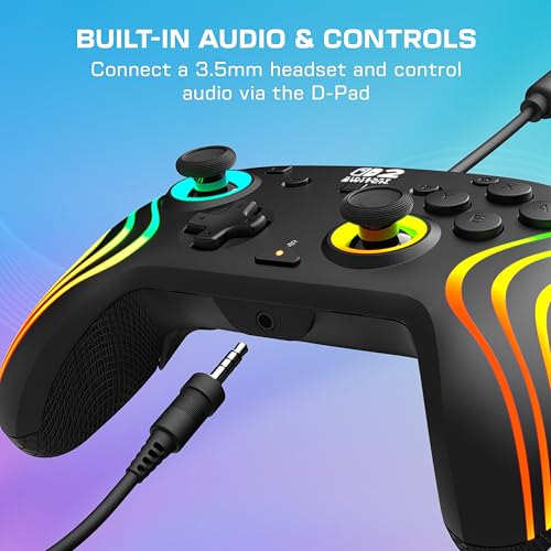 Turtle Beach Afterglow Wave Wired RGB Gaming Controller, Nintendo Switch 2 | Switch Lite, OLED, Hall-Effect Thumbsticks, 2 Mappable Back Buttons, Audio Controls, C-Button for GameChat, RGB Lights, Black - color: Black
