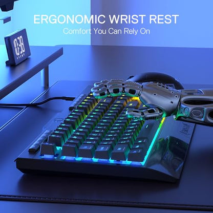 Redragon K525 RGB Backlit 104 Keys Wired Membrane Gaming Keyboard w/ 5 Multimedia Keys & 4 Extra On-Board Macro Keys, Dedicated Media Control, Ergonomic Wrist Rest, Linear Mechanical-Feel Switch - color: Black, size: 104 Keys Lite
