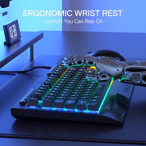 Redragon K525 RGB Backlit 104 Keys Wired Membrane Gaming Keyboard w/ 5 Multimedia Keys & 4 Extra On-Board Macro Keys, Dedicated Media Control, Ergonomic Wrist Rest, Linear Mechanical-Feel Switch - color: Black, size: 104 Keys Lite