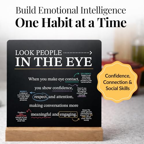Emotional Intelligence Mindset Cards – 52 Daily Habits for Confidence, Connection & Social Skills – for Kids, Teens & Adults – Includes Wooden Display Stand – Gift for Teachers & Parents - style: Emotional Intelligence