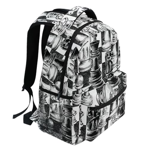 Backpack Black White Chess Board Bookbag Daypack Travel Hiking Camping School Laptop Bag - color: Multi Pattern 13