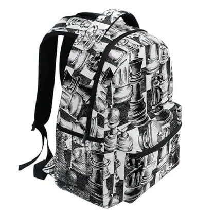 Backpack Black White Chess Board Bookbag Daypack Travel Hiking Camping School Laptop Bag - color: Multi Pattern 13