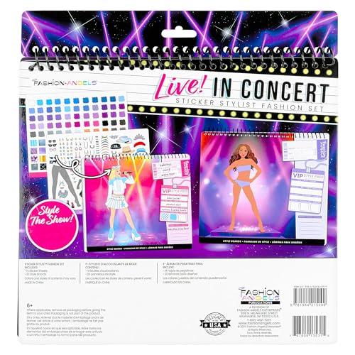 Fashion Angels Live! in Concert Sticker Stylist Fashion Set | Includes Concert Venue Style Boards, Popstar Silhouettes & 600+ Stickers, Ideal Gift for Kids - style: Pop Star