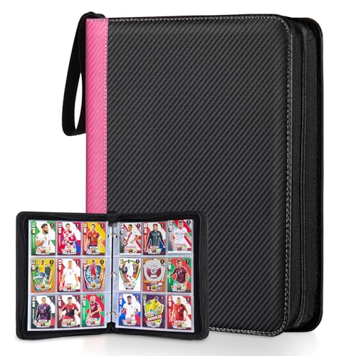 LIMSTDIC Card Binder for Pokemon Card, 9 Pocket 40 Double-Sided Pages for 720 Card Pocket Premium Zip PU Card Binder for Pokemon, Collectible For TCG,MTG,Baseball,Football Trading Card Game(Pink) - color: Pink 720 Pockets