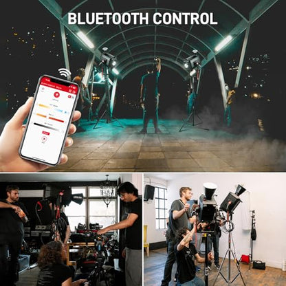 GVM 1200W LED Video Light, 1200B AIO Film Lighting Kit, 42800lux/3m Photography Lighting kit with DMX Control, Continuous Output Video Lighting for TV Productions, Live Broadcasts, 2700K-6800K - color: 1