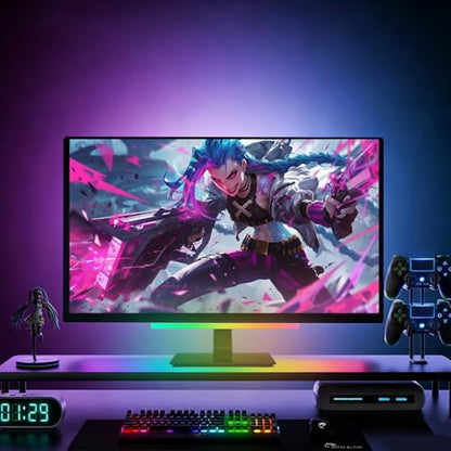 12" Under Monitor RGB Light Bar,16 Million Hues,USB-Powered, 3-Control (Button/Remote/App),LED Ambient Light for Gaming Room, Display Case & Desk Aesthetic Lighting（Red）