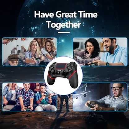 SZYUYU Wireless Controller for Ps4 Romote Compatible with Ps4/Slim/Pro/Windows PC, Controller for Ps4 with 3.5mm Audio Jack, Touch Pad,Six Axis Motion Control, Charging Cable(BLACK RED) - color: BLACK RED
