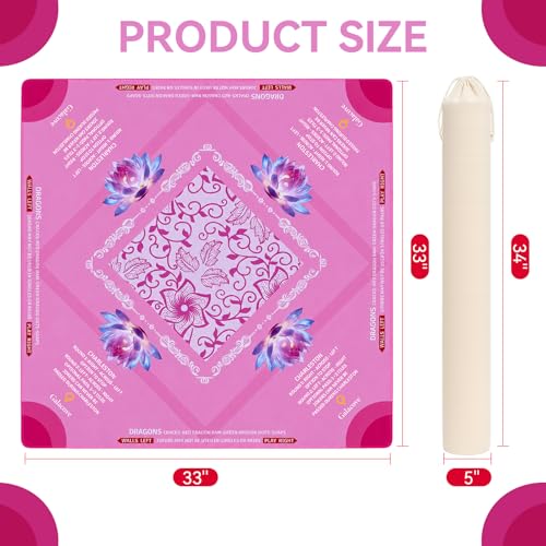33" x 33" Blush Zen Lotus Mahjong Mat - Non-Slip Neoprene Pad, Noise Reducing, Easy Clean, Portable for Home, Travel & Airbnb - color: Blush Zen Lotus