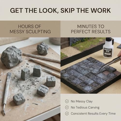 Dollhouse Miniature Paving Stones, Model Tiles | Set of 50 pcs for Fairy Gardens and Tabletop Terrain, REDUCIO! - color: Misty Rock