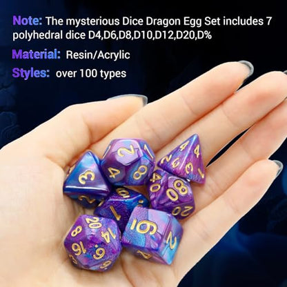 Mystery DND Dice Set, Dragon Egg & Dragon with 7pcs Polyhedral Dice,Over 100 Dice Styles Game Dice Suitable for Dungeons and Dragons,RPG,MTG,Role Playing Table Game - style: Dragon Egg Dice Set A