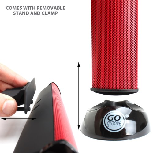 GOgroove SonaVERSE 노트북 컴퓨터용 USB 스피커 - 모니터용 클립온 휴대용 외부 스피커 디자인이 있는 USB 전원 미니 사운드 바, 디지털 오디오 입력 및 전원용 케이블 1개(레드) - color: 레드
