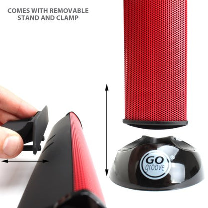 GOgroove SonaVERSE 노트북 컴퓨터용 USB 스피커 - 모니터용 클립온 휴대용 외부 스피커 디자인이 있는 USB 전원 미니 사운드 바, 디지털 오디오 입력 및 전원용 케이블 1개(레드) - color: 레드