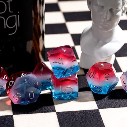 7PCS DND Dice Set,Transparent Sharp Edge Dice Set D&D RPG Polyhedral Die,for Dungeons and Dragons TTRPG Games Roleplaying Games,with Gift Box(Red & White & Blue) - color: Red&white&blue