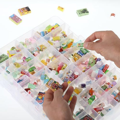 2 Pack 96-Slot Mini Brand Storage Cases, Clear Plastic Mini Brand Organizer Box with Adjustable Dividers, Portable Compartment Container for mi ni Toys and Collectibles (Case Only) - size: 2 pcs