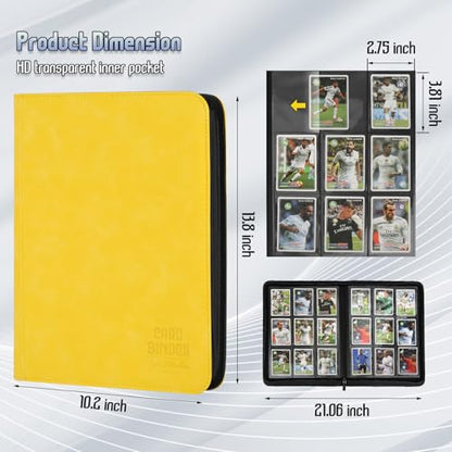 Trading Card Binder, Premium 9 Pocket Double Sided 540 Pocket PU Card Collection Binder, Collectible Trading Card Albums for MTG, TCG, Sport Card, Game Cards (Yellow) - color: Yellow