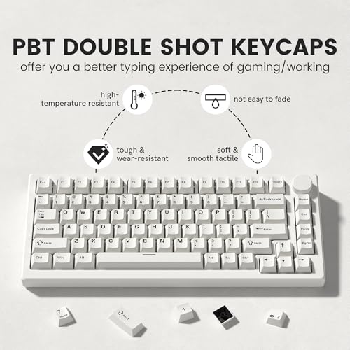 dagaladoo Double Shot PBT keycaps Set, Cherry Profile Keyboard Keycaps | Retro key caps full size,Custom keycaps for 60% 65% 75% 100% Cherry-MX switch Mechanical Keyboard(Milky White,126-keys) - color: Milky White