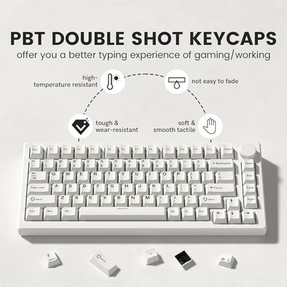 dagaladoo Double Shot PBT keycaps Set, Cherry Profile Keyboard Keycaps | Retro key caps full size,Custom keycaps for 60% 65% 75% 100% Cherry-MX switch Mechanical Keyboard(Milky White,126-keys) - color: Milky White