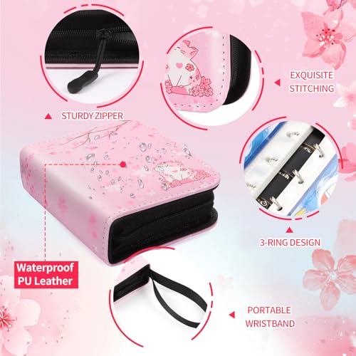 Small 1 Pocket Card Binder for Cards,Mini Trading Card Binder Holder Fits 80 Cards with 40 Removable Sleeves,Card Collection Binder Album Book Case for TCG,MTG,Sports Games (Sakura Cat) - color: Sakura Cat