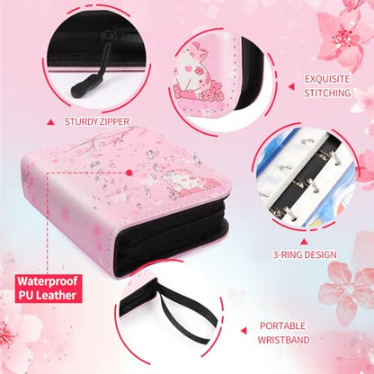 Small 1 Pocket Card Binder for Cards,Mini Trading Card Binder Holder Fits 80 Cards with 40 Removable Sleeves,Card Collection Binder Album Book Case for TCG,MTG,Sports Games (Sakura Cat) - color: Sakura Cat