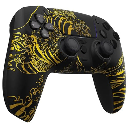 Custom Controllerzz Custom Wireless Controller Compatible with PS5 - Multiple Designs Available (Golden Waves) - color: Golden Waves
