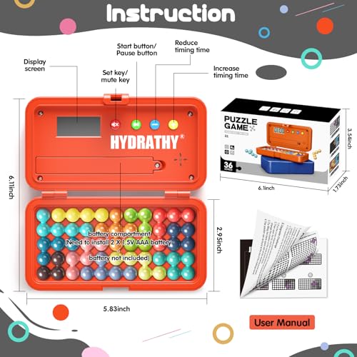 Brain Teaser Puzzles Games for Kids Adults with Timer, 2 Modes Handheld Travel Games, Single Player Mind Challenge Toys, STEM Montessori Educational Gifts for Kids 3+, Teens & Adults (Red) - color: Red
