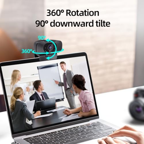 4K Webcam for PC, 1080P@60FPS, 4K Camera with Noise-reducing Microphone, 92°FOV, 8MP USB Webcam Plug and Play, Privacy Cover, Works Perfect for Meeting Platform Zoom/Teams/Skype/Google Meet