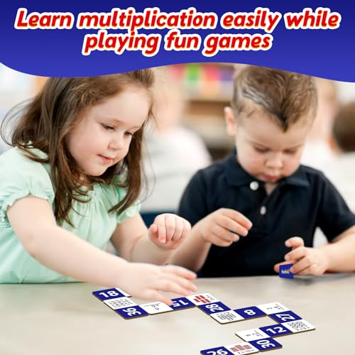 Kasfalci Multiplication Dominoes Set,Math Manipulatives Games for Kids,Counting Toy,Learning Games,Preschool Learning Activities,Homeschool Supplies,Kindergarten Classroom Must Haves,1st 2nd 3rd Grade - style: Multiplication