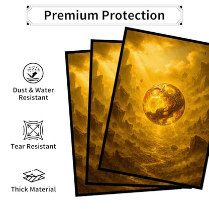MTG Card Sleeves - Element Series (Earth/Fire/Wood/Water/Dark) - Ultra Clear Front & Matte Finish Back, 100 Count Standard Size Matte Art Sleeve for Magic The Gathering (Unyielding Geode) - color: Basalt Monolith's Heart