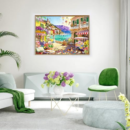 Jigsaw Puzzles for Adults 1000 Piece Puzzle for Adults 1000 Pieces Puzzle 1000 Pieces-Coastal Town Enchanted Escape - color: Coastal Town
