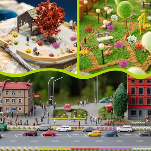 WDAHDHP Miniature Colorful Cluster Flower, 70Pcs Vegetation Groups Static Grass Tufts for DIY Craft Train Landscape Railroad Scenery Sand Military Layout Model Miniature Bases and Dioramas