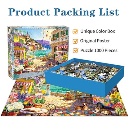 Jigsaw Puzzles for Adults 1000 Piece Puzzle for Adults 1000 Pieces Puzzle 1000 Pieces-Coastal Town Enchanted Escape - color: Coastal Town