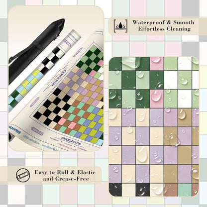 Crease-Free Mahjong Mat For Table American Checkered Mah Jongg Mats with Portable Bag Noise Reduction Non-Slip Table Cover 31.5*31.5in Large Waterproof Neoprene Pad For Board Game Mah Jong Mahjongg - color: Checkered