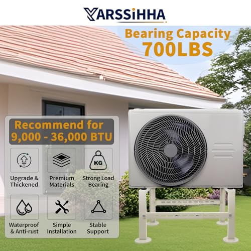 Yarssihha Mini Split Stand for 9000-36000 BTU Air Conditioner Condenser, Outdoor Adjustable Heat Pump Stand, Heavy Duty Ground Stand - style: 9000-36000 BTU