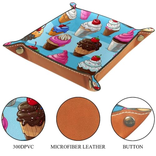 Ice Cream Dessert Dice Tray PU Leather Dice Rolling Tray Folding Dice Holder for Dice Games, Like RPG, DND and Other Table Games - color: Multi 6