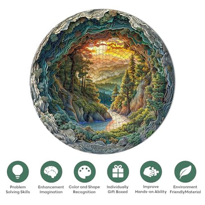 1000 Piece Puzzle for Adults, 3D Visual Cave Forest Jigsaw Puzzles for Adult, 26.6 x 26.6in 1000 Pieces Flat Puzzle, Christmas Birthday Party Home Decor Gifts for Family Friends