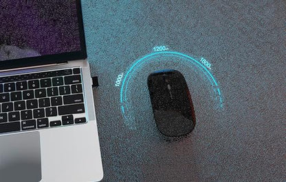 AIKOKOK Wireless Bluetooth Mouse, Rechargeable Dual Mode Mouse,Bright Black | Bluetooth 5.2 & 2.4G USB Receiver, 3 Adjustable DPI, Slim, Silent, Portable Computer Mouse for Laptop,PC,MacBook,iPad,Tablet - color: Bright Black