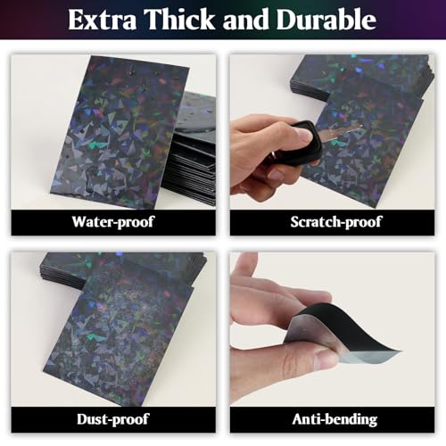 DEDC MTG Card Sleeves 200CT (Firework+Broken Stone) Holographic Front & Matte Finish Back Smooth Shuffle Standard Size 4 Mil Tear Resistant Art Cards Sleeve for Magic The Gathering - style: Front Holographic Back Black Matte