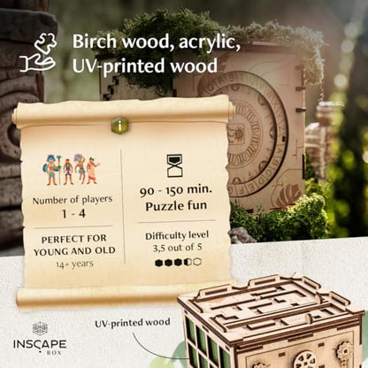 INSCAPE Maya´s Myths - Puzzle Box - Escape Room in A Box - Cluebox - Gift Puzzle Boxes for Adults with Hidden Compartments - Escape Room Puzzles Escape Room Game - Brain Teasers Puzzles for Adults | Wooden Brain Teaser With Hidden Compartments - Step By S