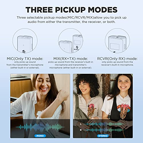 Wireless Lavalier Microphone for Cameras Camcorder,Noise Cancellation,328ft Range,3 Pickup Modes,Compact Clip-on Lapel Mic for Video Recording Interview YouTube Live Streaming