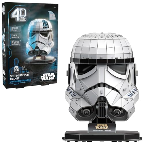 4D Build Star Wars Stormtrooper Helmet 3D Puzzle Model Kit, Room Display | 121 Premium Cardstock Pieces, No Tools Required, Immersive 3D Building Hobby, Ultimate Collectible Fan Gift For Ages 12+ - style: Stormtrooper Helmet 121 pcs